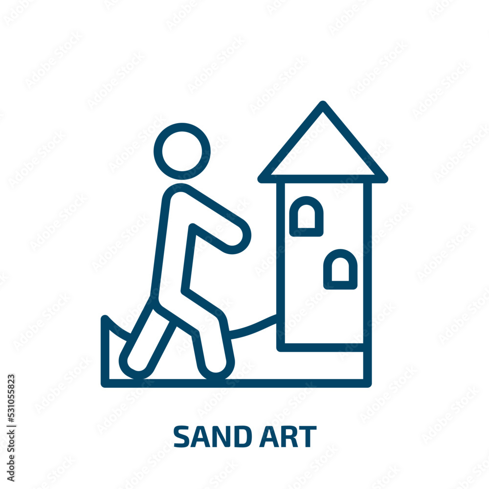 sand art icon from activity and hobbies collection. Thin linear sand art, sand, timer outline icon isolated on white background. Line vector sand art sign, symbol for web and mobile sand art icon from activity and hobbies collection. Thin linear sand art, sand, timer outline icon isolated on white background. Line vector sand art sign, symbol for web and mobile