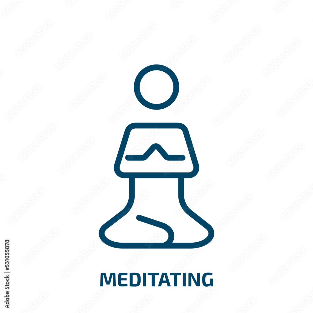 meditating icon from activity and hobbies collection. Thin linear meditating, meditation, body outline icon isolated on white background. Line vector meditating sign, symbol for web and mobile meditating icon from activity and hobbies collection. Thin linear meditating, meditation, body outline icon isolated on white background. Line vector meditating sign, symbol for web and mobile