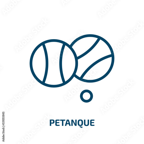 petanque icon from activity and hobbies collection. Thin linear petanque, game, ball outline icon isolated on white background. Line vector petanque sign, symbol for web and mobile photo