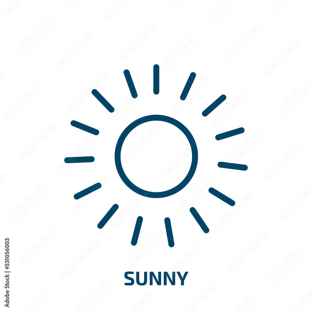 sunny icon from agriculture farming and gardening collection. Thin linear sunny, sun, weather outline icon isolated on white background. Line vector sunny sign, symbol for web and mobile sunny icon from agriculture farming and gardening collection. Thin linear sunny, sun, weather outline icon isolated on white background. Line vector sunny sign, symbol for web and mobile