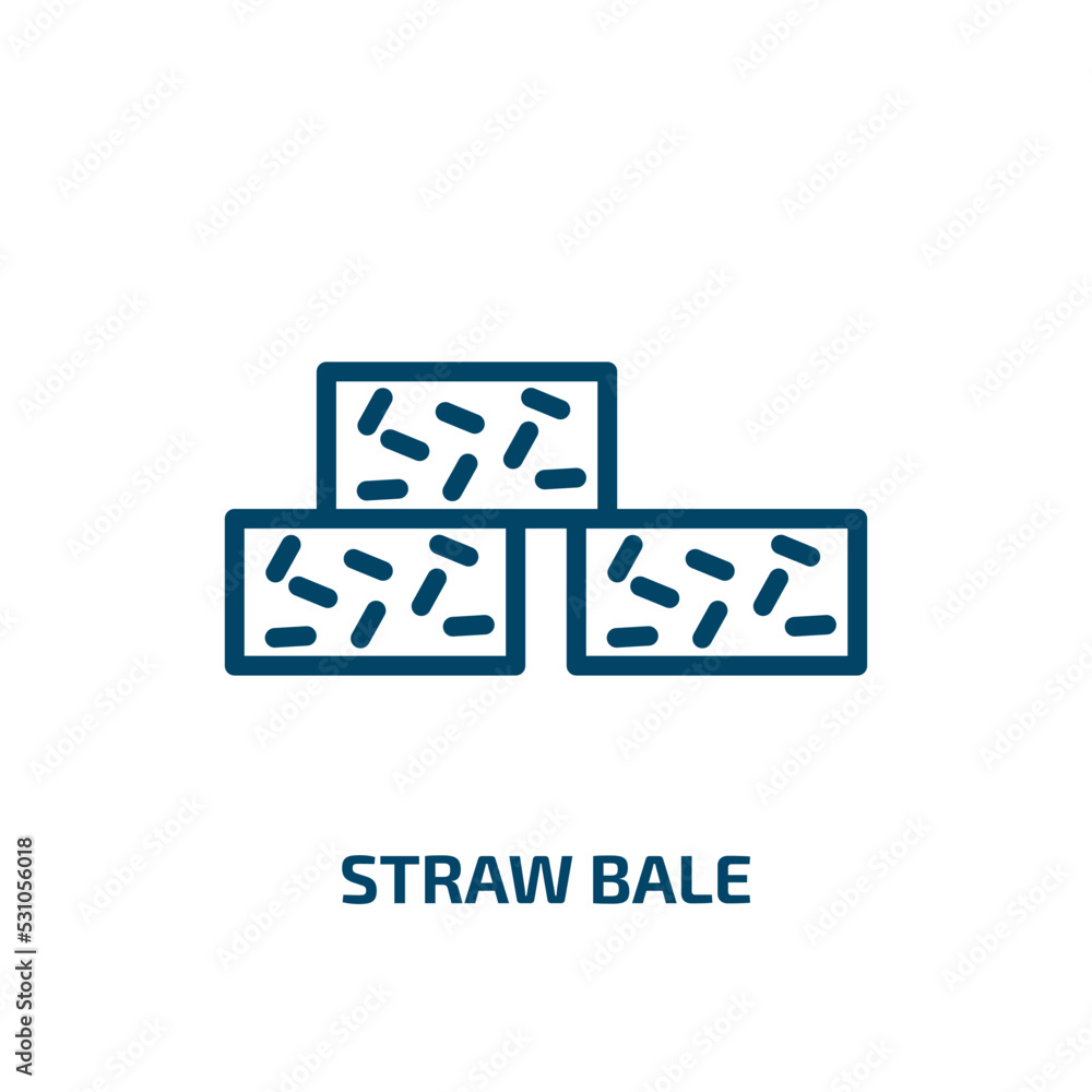 straw bale icon from agriculture farming and gardening collection. Thin linear straw bale, straw, autumn outline icon isolated on white background. Line vector straw bale sign, symbol for web and straw bale icon from agriculture farming and gardening collection. Thin linear straw bale, straw, autumn outline icon isolated on white background. Line vector straw bale sign, symbol for web and