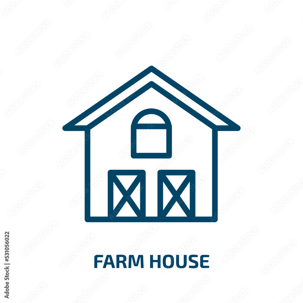 farm house icon from agriculture farming and gardening collection. Thin linear farm house, house, farm outline icon isolated on white background. Line vector farm house sign, symbol for web and mobile farm house icon from agriculture farming and gardening collection. Thin linear farm house, house, farm outline icon isolated on white background. Line vector farm house sign, symbol for web and mobile