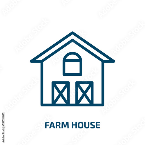 farm house icon from agriculture farming and gardening collection. Thin linear farm house, house, farm outline icon isolated on white background. Line vector farm house sign, symbol for web and mobile