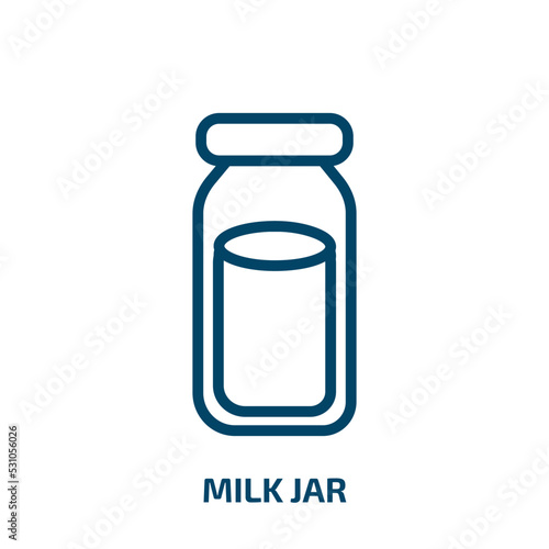 milk jar icon from agriculture farming and gardening collection. Thin linear milk jar, milk, drink outline icon isolated on white background. Line vector milk jar sign, symbol for web and mobile