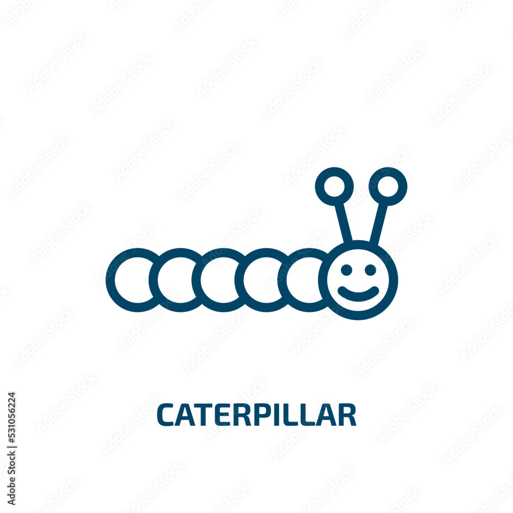 caterpillar icon from agriculture farming and gardening collection. Thin linear caterpillar, cute, simple outline icon isolated on white background. Line vector caterpillar sign, symbol for web and caterpillar icon from agriculture farming and gardening collection. Thin linear caterpillar, cute, simple outline icon isolated on white background. Line vector caterpillar sign, symbol for web and