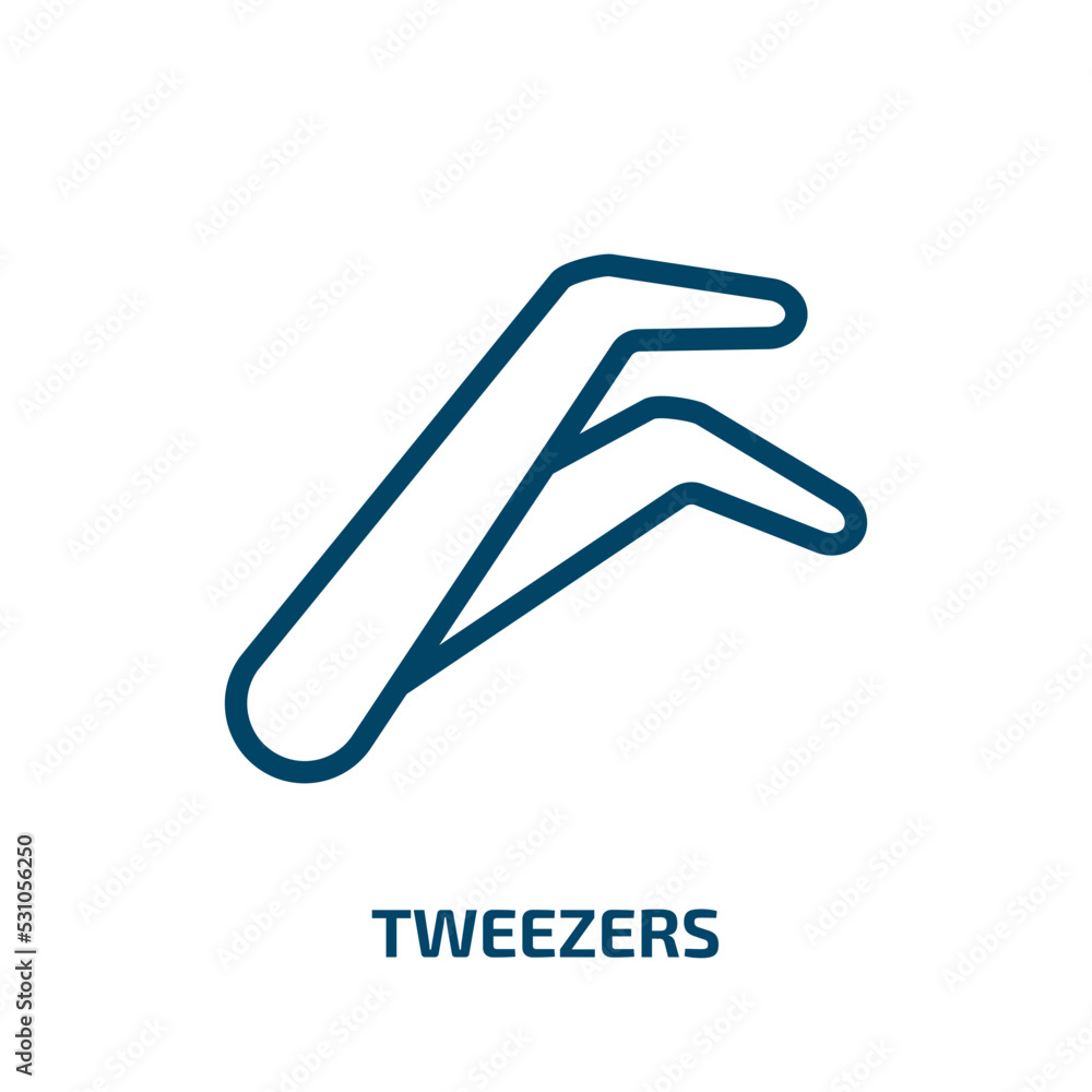tweezers icon from beauty collection. Thin linear tweezers, medical, body outline icon isolated on white background. Line vector tweezers sign, symbol for web and mobile tweezers icon from beauty collection. Thin linear tweezers, medical, body outline icon isolated on white background. Line vector tweezers sign, symbol for web and mobile
