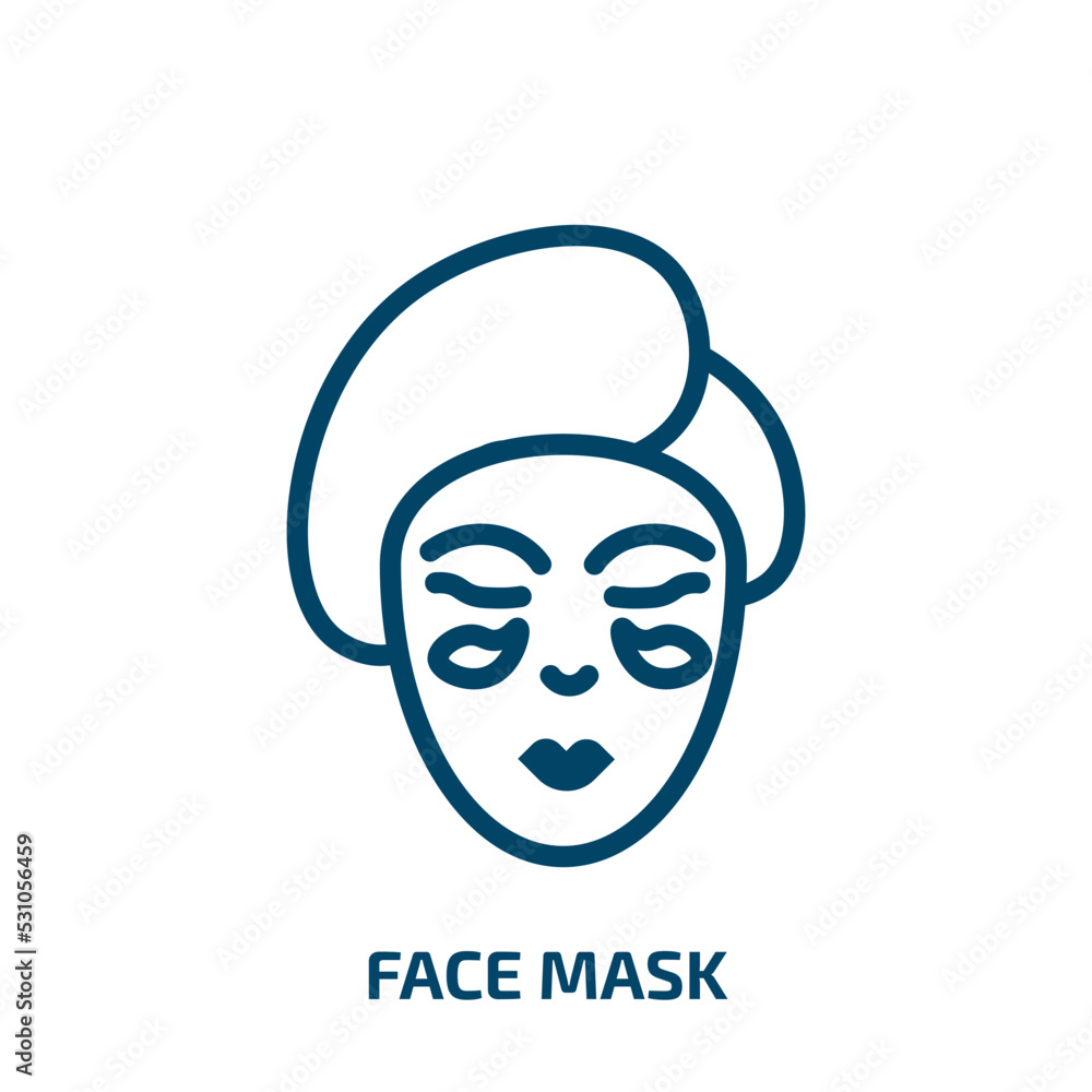 face mask icon from beauty collection. Thin linear face mask, protection, mask outline icon isolated on white background. Line vector face mask sign, symbol for web and mobile face mask icon from beauty collection. Thin linear face mask, protection, mask outline icon isolated on white background. Line vector face mask sign, symbol for web and mobile