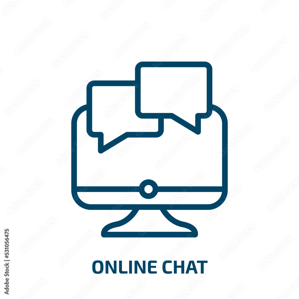 online chat icon from computer collection. Thin linear online chat, chat, online outline icon isolated on white background. Line vector online chat sign, symbol for web and mobile online chat icon from computer collection. Thin linear online chat, chat, online outline icon isolated on white background. Line vector online chat sign, symbol for web and mobile