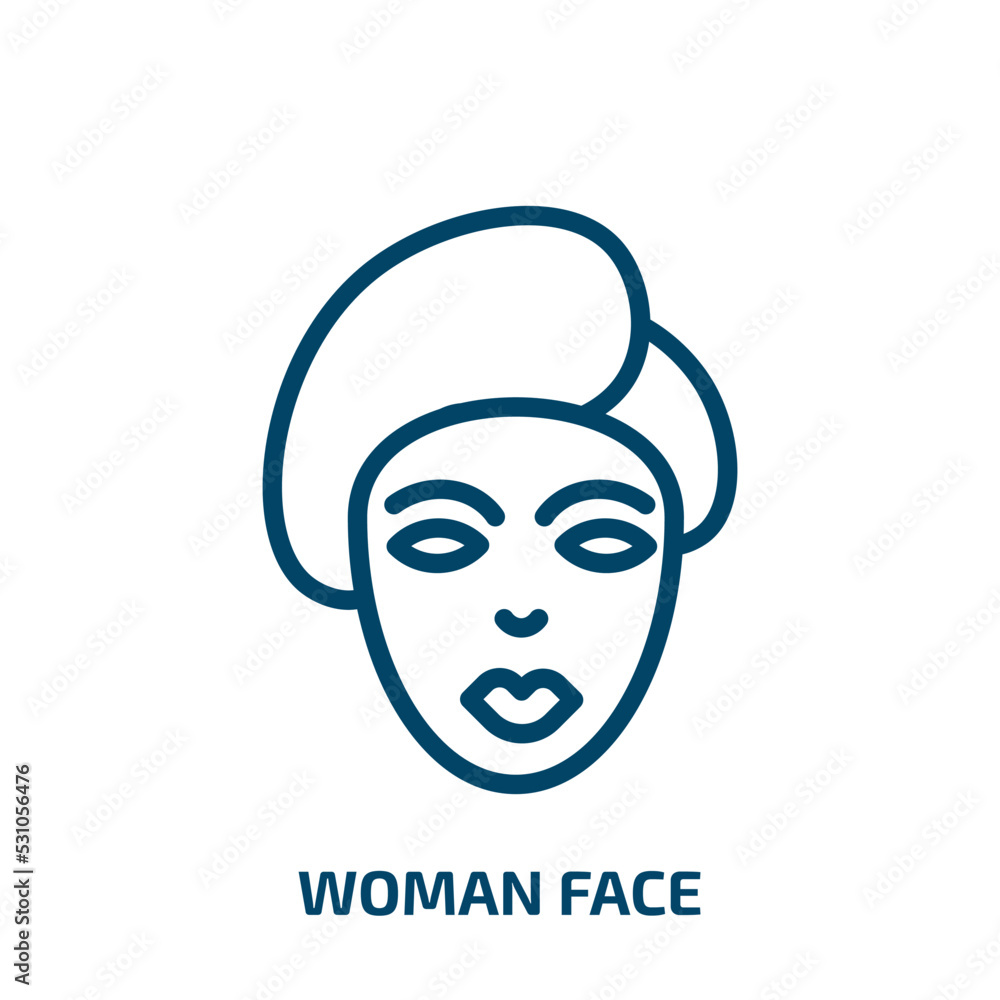 Obraz premium woman face icon from beauty collection. Thin linear woman face, woman, face outline icon isolated on white background. Line vector woman face sign, symbol for web and mobile