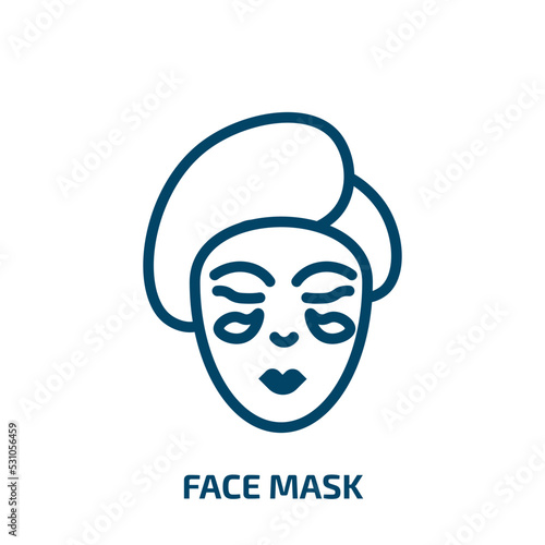 face mask icon from beauty collection. Thin linear face mask, protection, mask outline icon isolated on white background. Line vector face mask sign, symbol for web and mobile