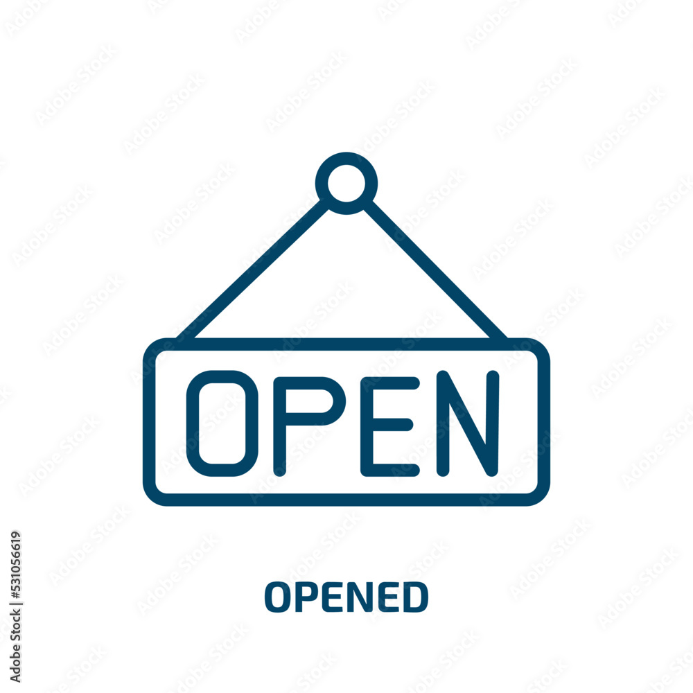 opened icon from education collection. Thin linear opened, open, paper outline icon isolated on white background. Line vector opened sign, symbol for web and mobile opened icon from education collection. Thin linear opened, open, paper outline icon isolated on white background. Line vector opened sign, symbol for web and mobile