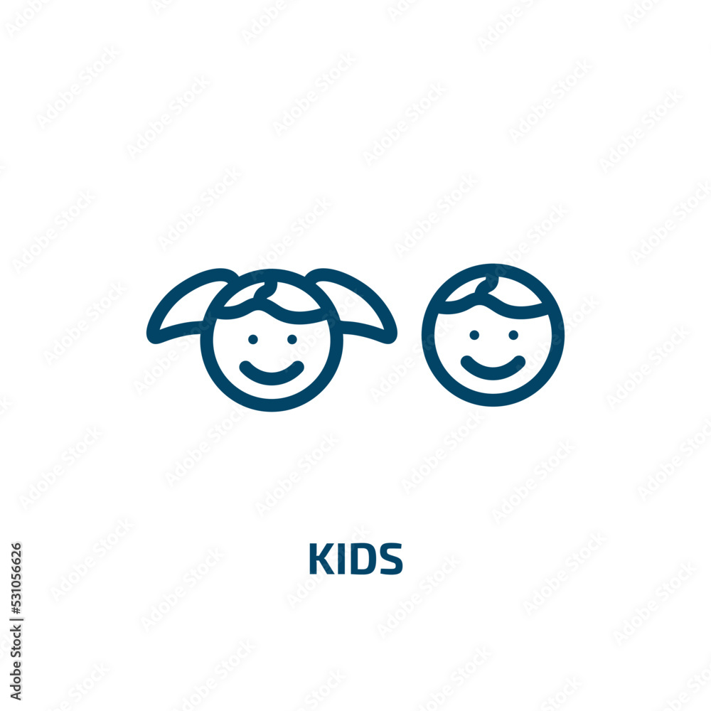 kids icon from education collection. Thin linear kids, education, character outline icon isolated on white background. Line vector kids sign, symbol for web and mobile