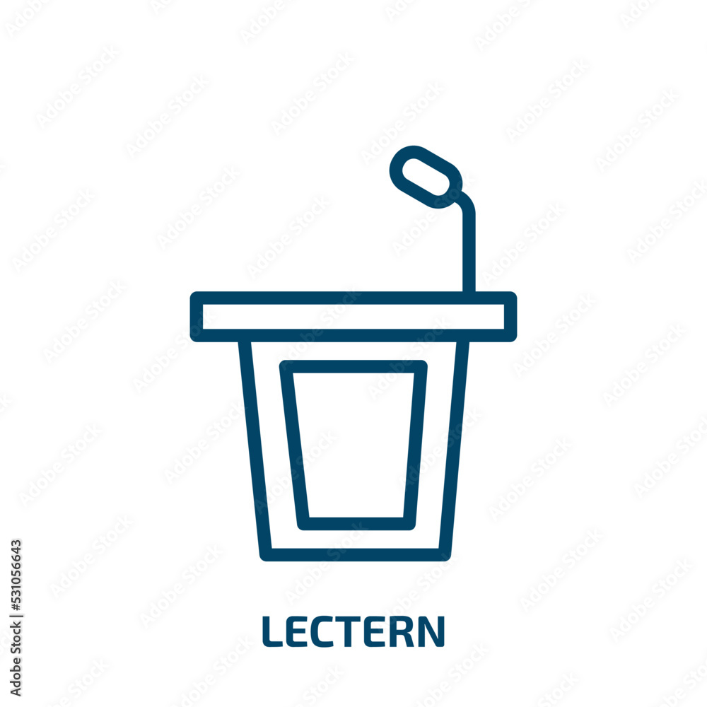 lectern icon from education collection. Thin linear lectern, speech, speaker outline icon isolated on white background. Line vector lectern sign, symbol for web and mobile lectern icon from education collection. Thin linear lectern, speech, speaker outline icon isolated on white background. Line vector lectern sign, symbol for web and mobile