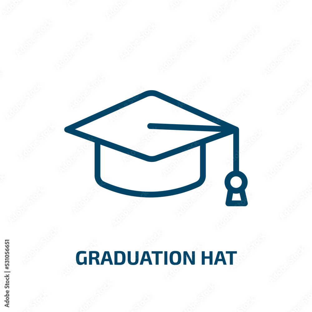 graduation hat icon from education collection. Thin linear graduation hat, college, achievement outline icon isolated on white background. Line vector graduation hat sign, symbol for web and mobile graduation hat icon from education collection. Thin linear graduation hat, college, achievement outline icon isolated on white background. Line vector graduation hat sign, symbol for web and mobile