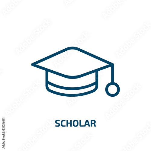 scholar icon from education collection. Thin linear scholar, education, school outline icon isolated on white background. Line vector scholar sign, symbol for web and mobile