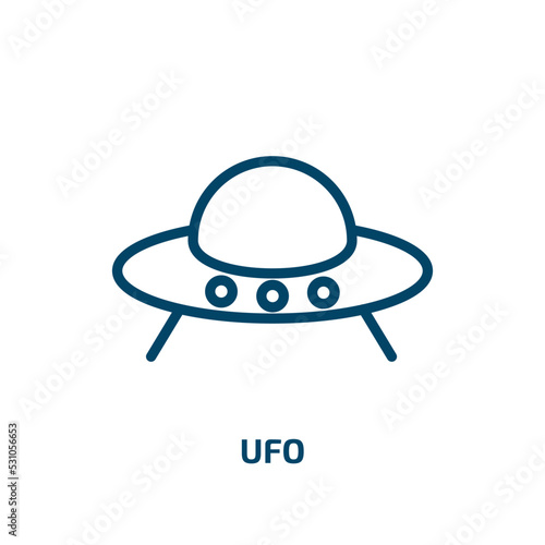 ufo icon from education collection. Thin linear ufo, space, planet outline icon isolated on white background. Line vector ufo sign, symbol for web and mobile