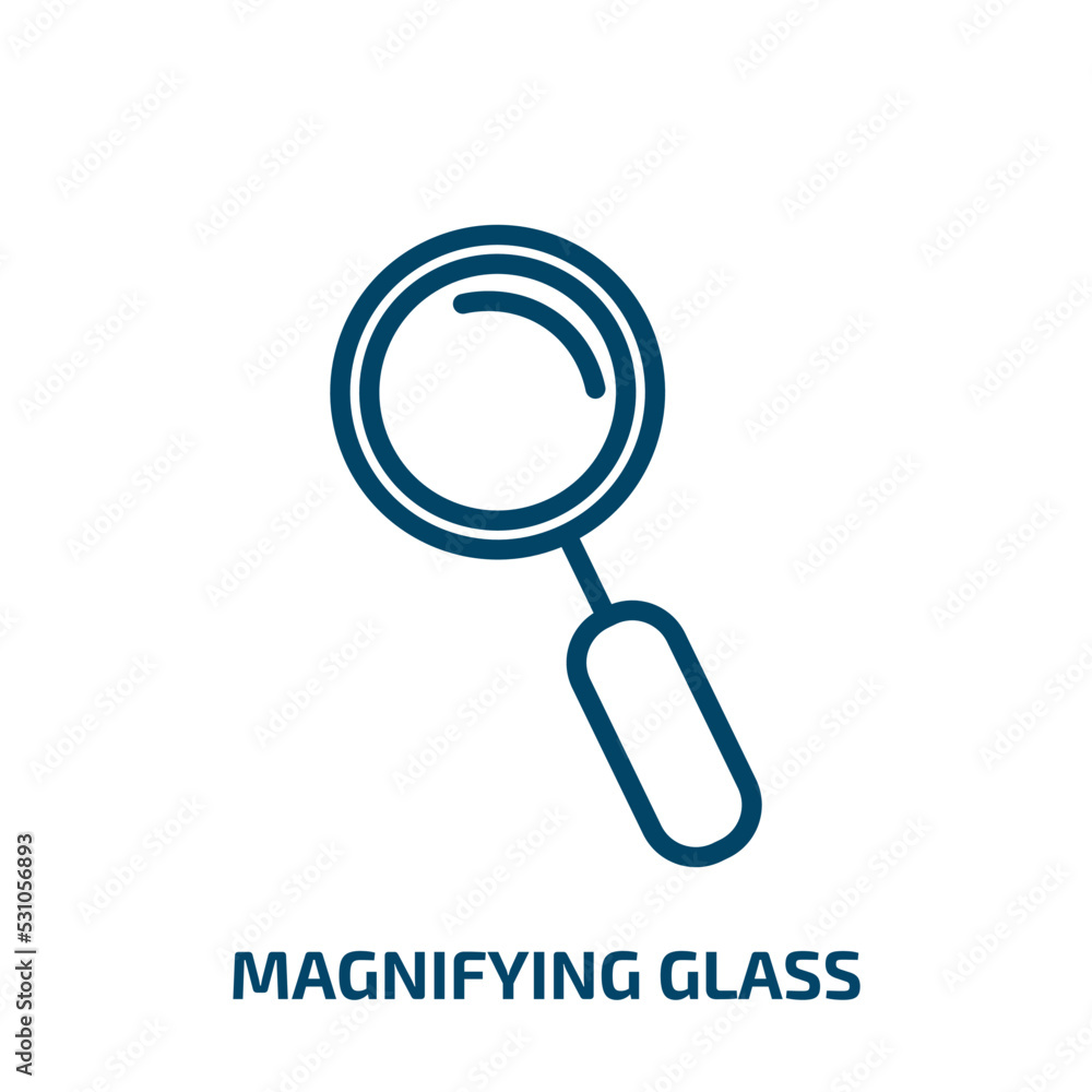 magnifying glass icon from education collection. Thin linear magnifying glass, find, magnifying outline icon isolated on white background. Line vector magnifying glass sign, symbol for web and mobile magnifying glass icon from education collection. Thin linear magnifying glass, find, magnifying outline icon isolated on white background. Line vector magnifying glass sign, symbol for web and mobile
