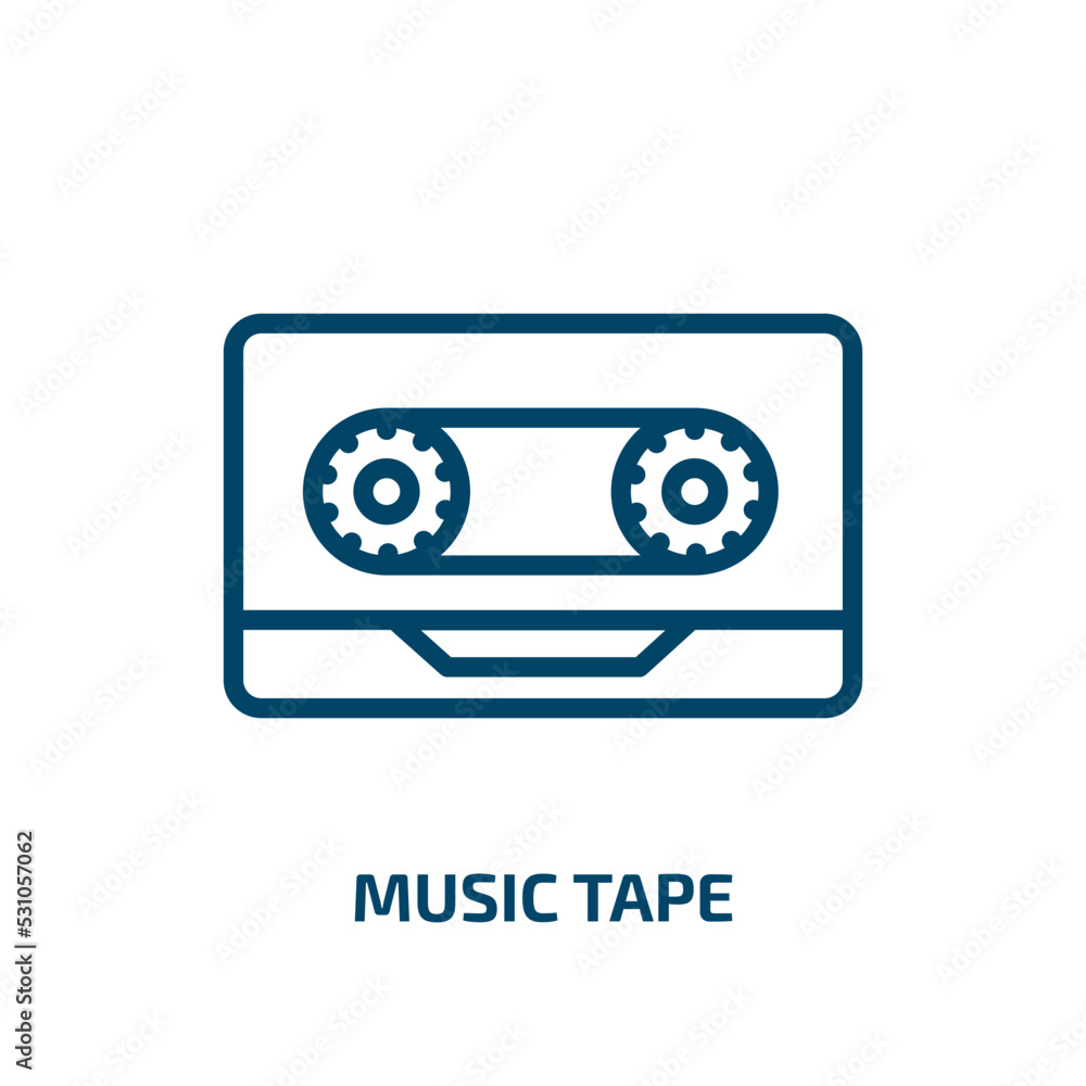 music tape icon from arcade collection. Thin linear music tape, sound, tape outline icon isolated on white background. Line vector music tape sign, symbol for web and mobile