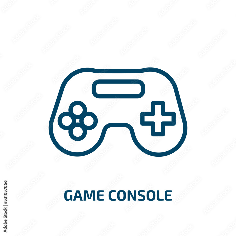 game console icon from arcade collection. Thin linear game console, game, video outline icon isolated on white background. Line vector game console sign, symbol for web and mobile game console icon from arcade collection. Thin linear game console, game, video outline icon isolated on white background. Line vector game console sign, symbol for web and mobile