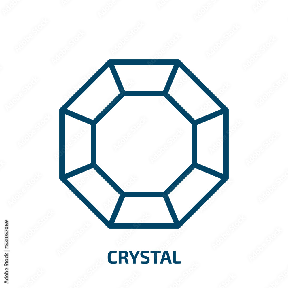 crystal icon from arcade collection. Thin linear crystal, gem, decoration outline icon isolated on white background. Line vector crystal sign, symbol for web and mobile crystal icon from arcade collection. Thin linear crystal, gem, decoration outline icon isolated on white background. Line vector crystal sign, symbol for web and mobile