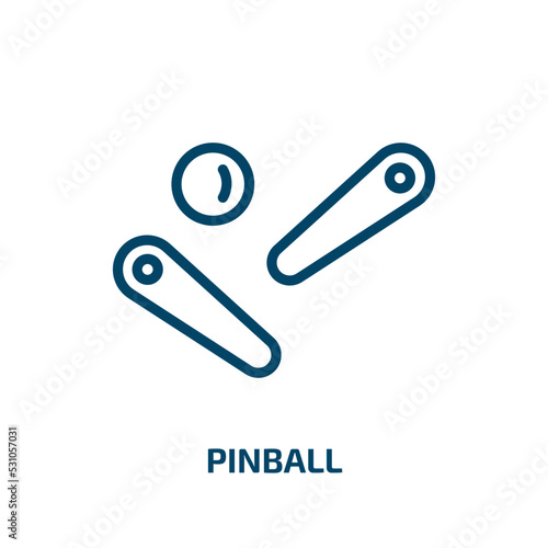 pinball icon from arcade collection. Thin linear pinball, activity, leisure outline icon isolated on white background. Line vector pinball sign, symbol for web and mobile