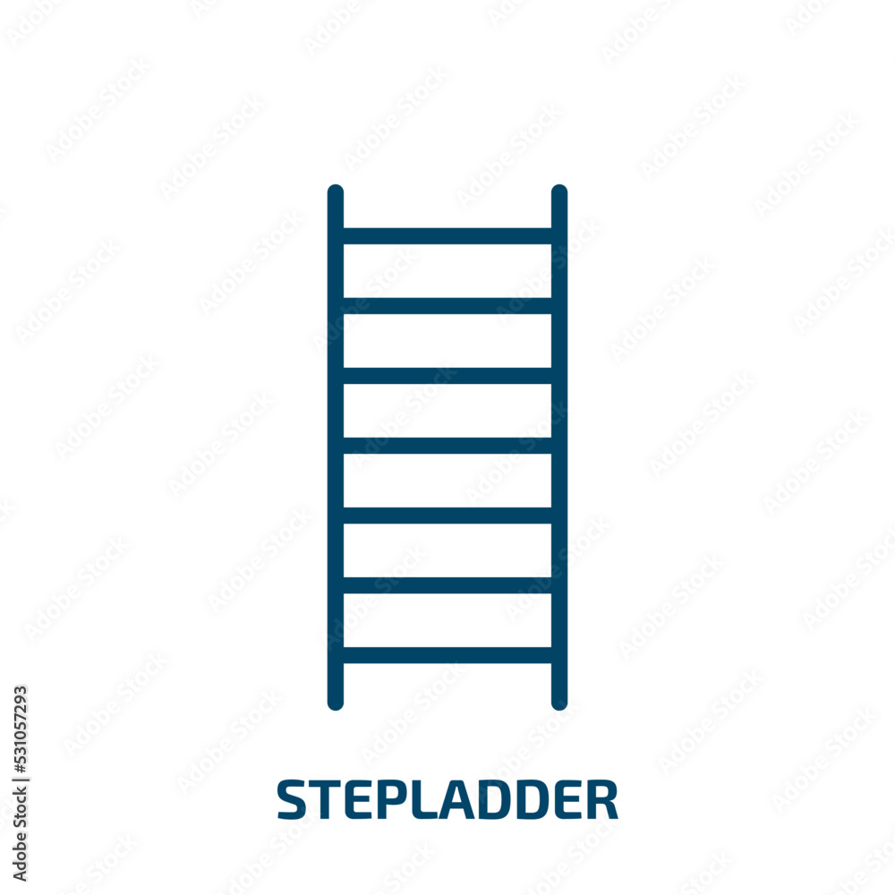 stepladder icon from general collection. Thin linear stepladder, building, construction outline icon isolated on white background. Line vector stepladder sign, symbol for web and mobile stepladder icon from general collection. Thin linear stepladder, building, construction outline icon isolated on white background. Line vector stepladder sign, symbol for web and mobile