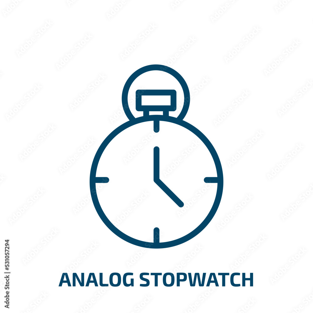 analog stopwatch icon from general collection. Thin linear analog stopwatch, timer, hour outline icon isolated on white background. Line vector analog stopwatch sign, symbol for web and mobile analog stopwatch icon from general collection. Thin linear analog stopwatch, timer, hour outline icon isolated on white background. Line vector analog stopwatch sign, symbol for web and mobile