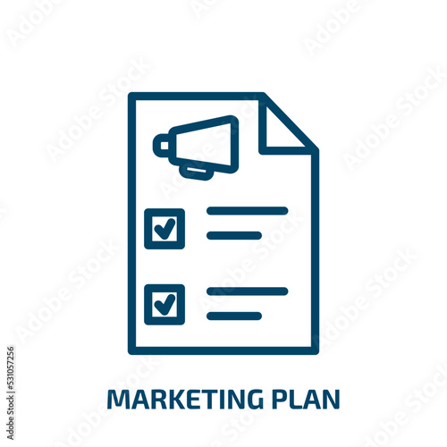 marketing plan icon from general collection. Thin linear marketing plan, business, office outline icon isolated on white background. Line vector marketing plan sign, symbol for web and mobile © Farahim