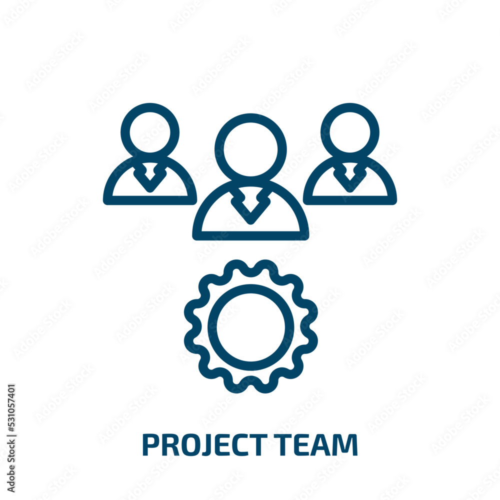 project team icon from general collection. Thin linear project team, project, team outline icon isolated on white background. Line vector project team sign, symbol for web and mobile project team icon from general collection. Thin linear project team, project, team outline icon isolated on white background. Line vector project team sign, symbol for web and mobile