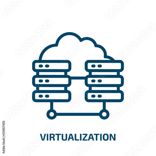 virtualization icon from internet security collection. Thin linear virtualization, technology, internet outline icon isolated on white background. Line vector virtualization sign, symbol for web and