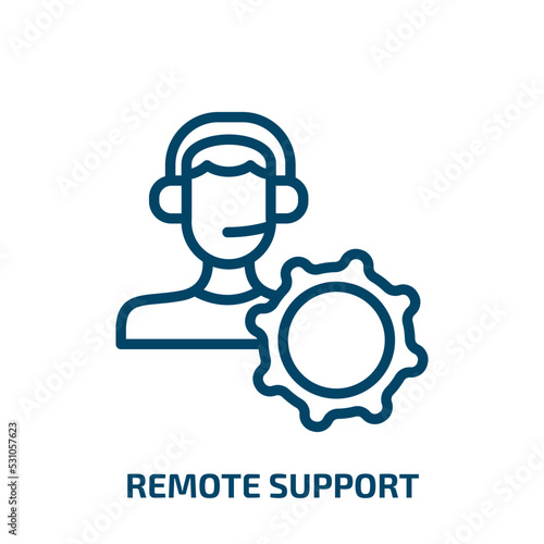 remote support icon from internet security collection. Thin linear remote support, remote, support outline icon isolated on white background. Line vector remote support sign, symbol for web and mobile