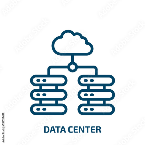 data center icon from internet security collection. Thin linear data center, data, internet outline icon isolated on white background. Line vector data center sign, symbol for web and mobile