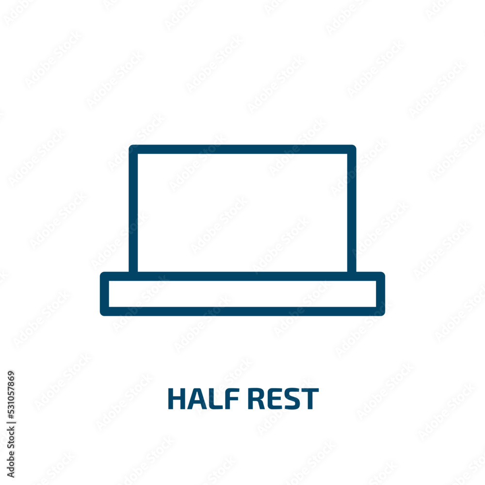 half rest icon from music and media collection. Thin linear half rest, rest, half outline icon isolated on white background. Line vector half rest sign, symbol for web and mobile half rest icon from music and media collection. Thin linear half rest, rest, half outline icon isolated on white background. Line vector half rest sign, symbol for web and mobile