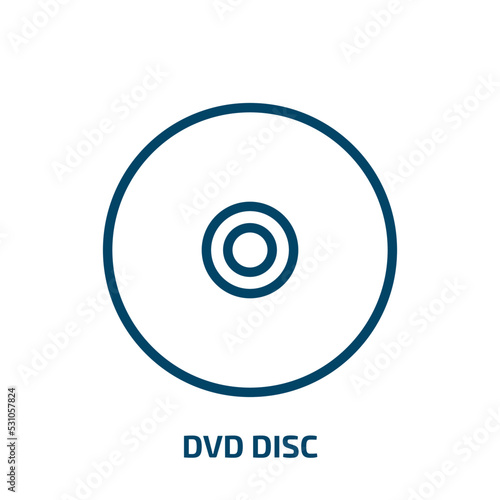 dvd disc icon from music and media collection. Thin linear dvd disc, compact, data outline icon isolated on white background. Line vector dvd disc sign, symbol for web and mobile