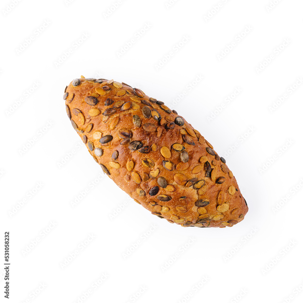 Bread with pumpkin seeds isolated on a white Bread with pumpkin seeds isolated on a white