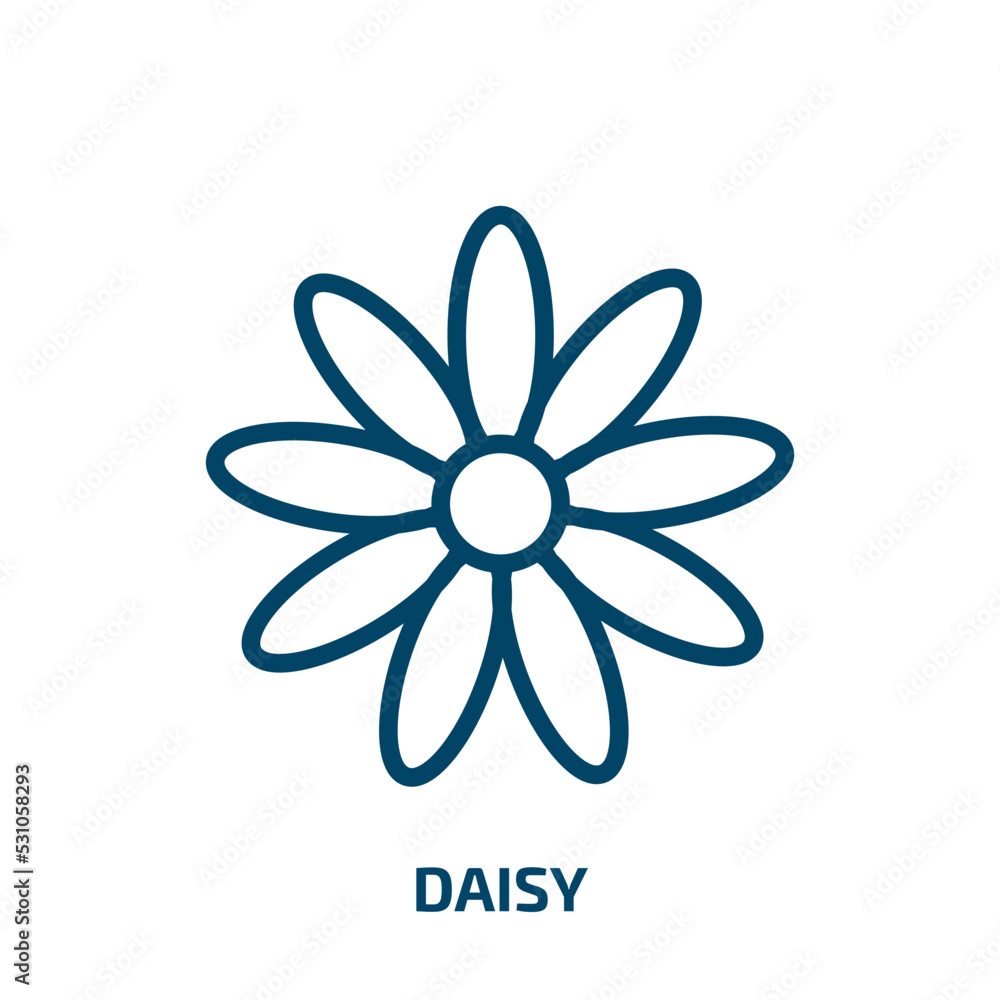 daisy icon from nature collection. Thin linear daisy, flower, floral outline icon isolated on white background. Line vector daisy sign, symbol for web and mobile