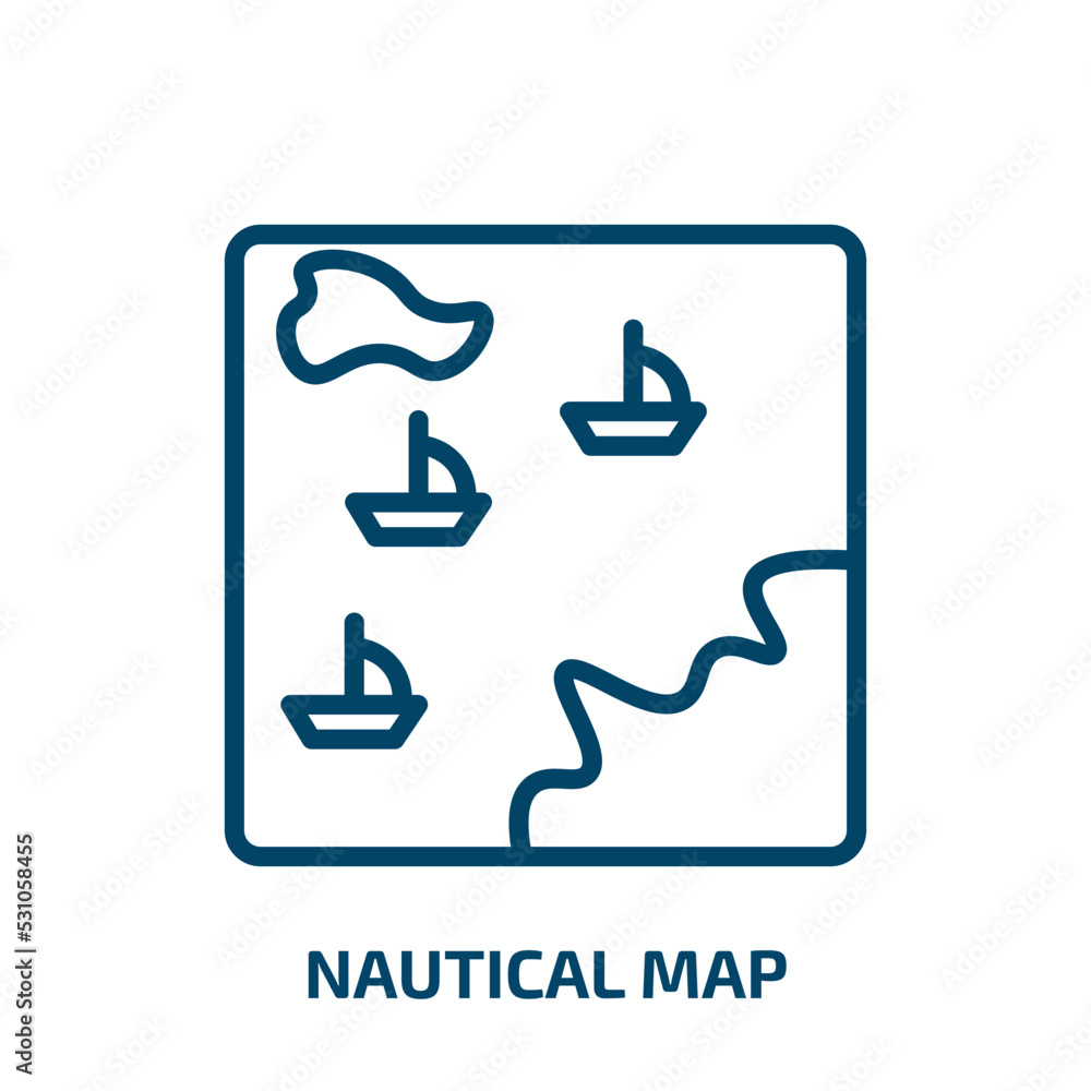 nautical map icon from nautical collection. Thin linear nautical map, map, compass outline icon isolated on white background. Line vector nautical map sign, symbol for web and mobile nautical map icon from nautical collection. Thin linear nautical map, map, compass outline icon isolated on white background. Line vector nautical map sign, symbol for web and mobile