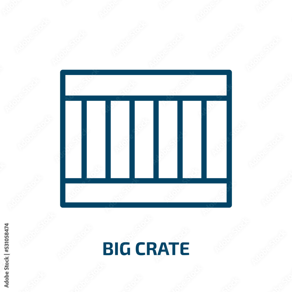 big crate icon from nautical collection. Thin linear big crate, big, box outline icon isolated on white background. Line vector big crate sign, symbol for web and mobile
