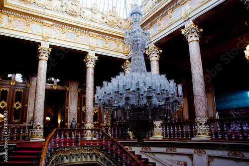 huge crystal chandelier dolmabahce palace turkey photo