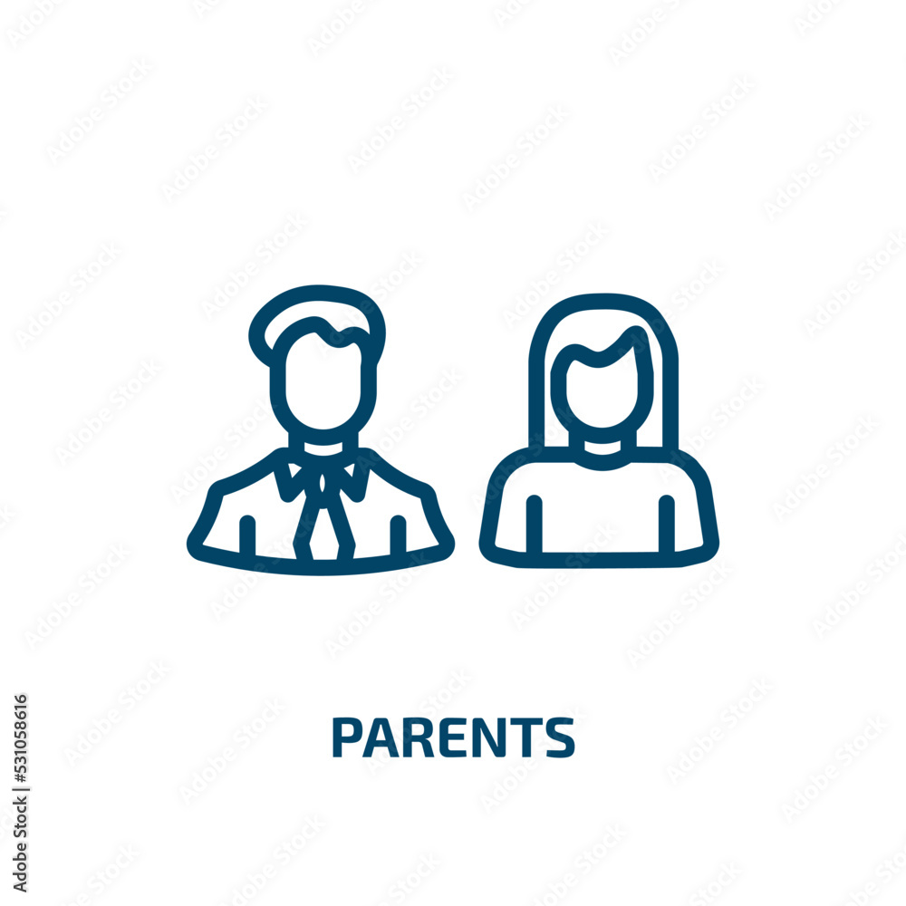 parents icon from people collection. Thin linear parents, mother, child outline icon isolated on white background. Line vector parents sign, symbol for web and mobile parents icon from people collection. Thin linear parents, mother, child outline icon isolated on white background. Line vector parents sign, symbol for web and mobile