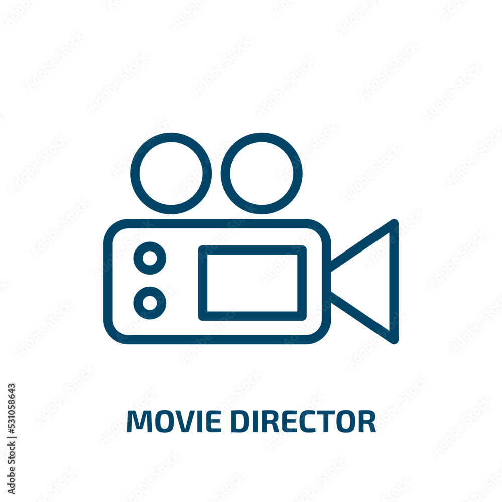 movie director icon from people collection. Thin linear movie director, movie, popcorn outline icon isolated on white background. Line vector movie director sign, symbol for web and mobile movie director icon from people collection. Thin linear movie director, movie, popcorn outline icon isolated on white background. Line vector movie director sign, symbol for web and mobile