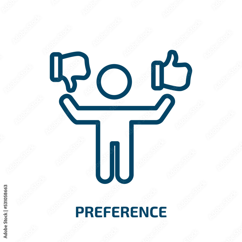 preference icon from people collection. Thin linear preference, options, support outline icon isolated on white background. Line vector preference sign, symbol for web and mobile preference icon from people collection. Thin linear preference, options, support outline icon isolated on white background. Line vector preference sign, symbol for web and mobile