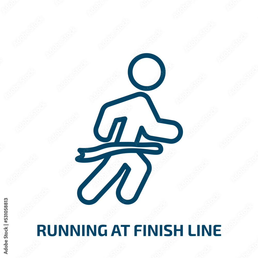 running at finish line icon from people collection. Thin linear running at finish line, finish, marathon outline icon isolated on white background. Line vector running at finish line sign, symbol for running at finish line icon from people collection. Thin linear running at finish line, finish, marathon outline icon isolated on white background. Line vector running at finish line sign, symbol for