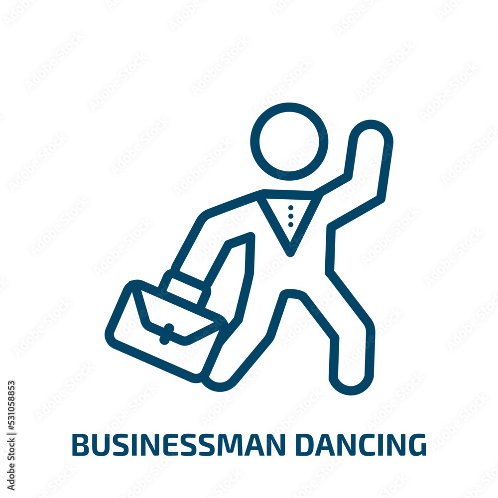 businessman dancing icon from people collection. Thin linear businessman dancing, man, happy outline icon isolated on white background. Line vector businessman dancing sign, symbol for web and mobile businessman dancing icon from people collection. Thin linear businessman dancing, man, happy outline icon isolated on white background. Line vector businessman dancing sign, symbol for web and mobile