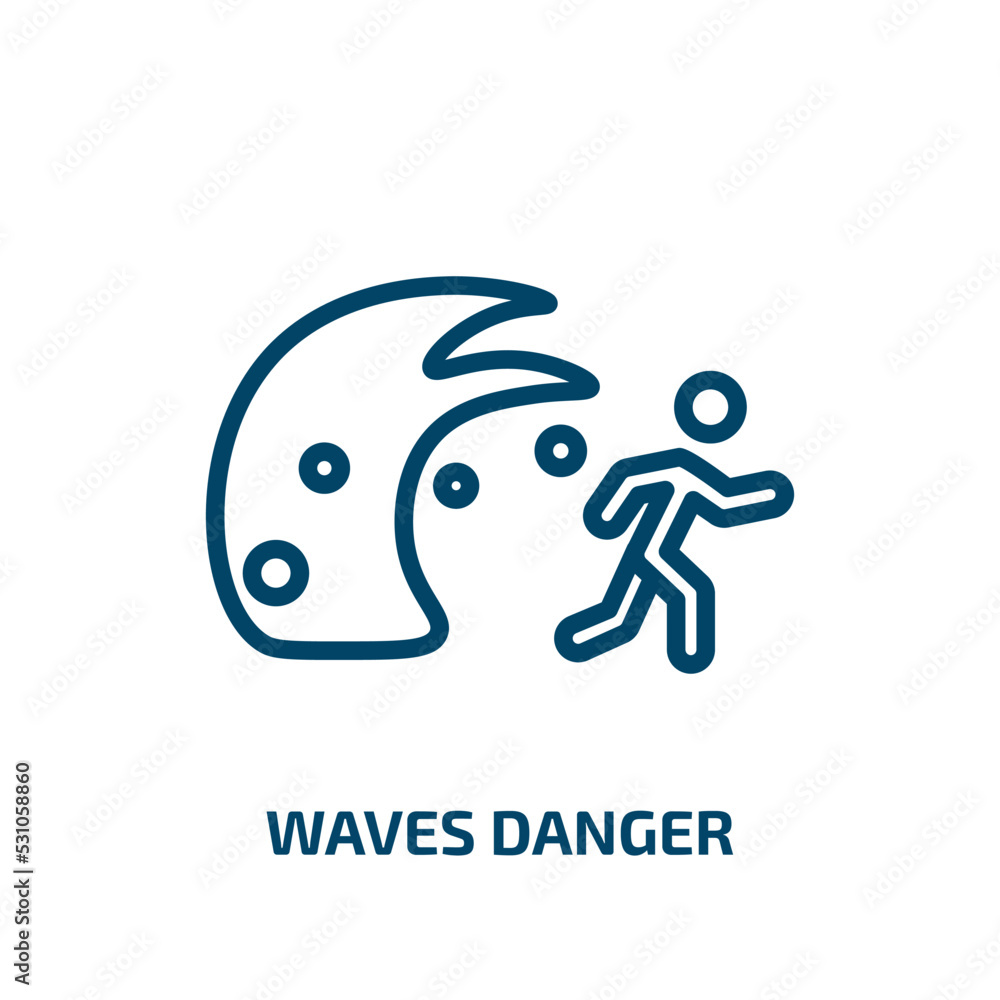 waves danger icon from people collection. Thin linear waves danger, danger, wave outline icon isolated on white background. Line vector waves danger sign, symbol for web and mobile waves danger icon from people collection. Thin linear waves danger, danger, wave outline icon isolated on white background. Line vector waves danger sign, symbol for web and mobile