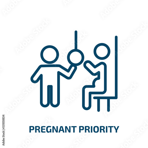 pregnant priority icon from people collection. Thin linear pregnant priority, female, pregnant outline icon isolated on white background. Line vector pregnant priority sign, symbol for web and mobile