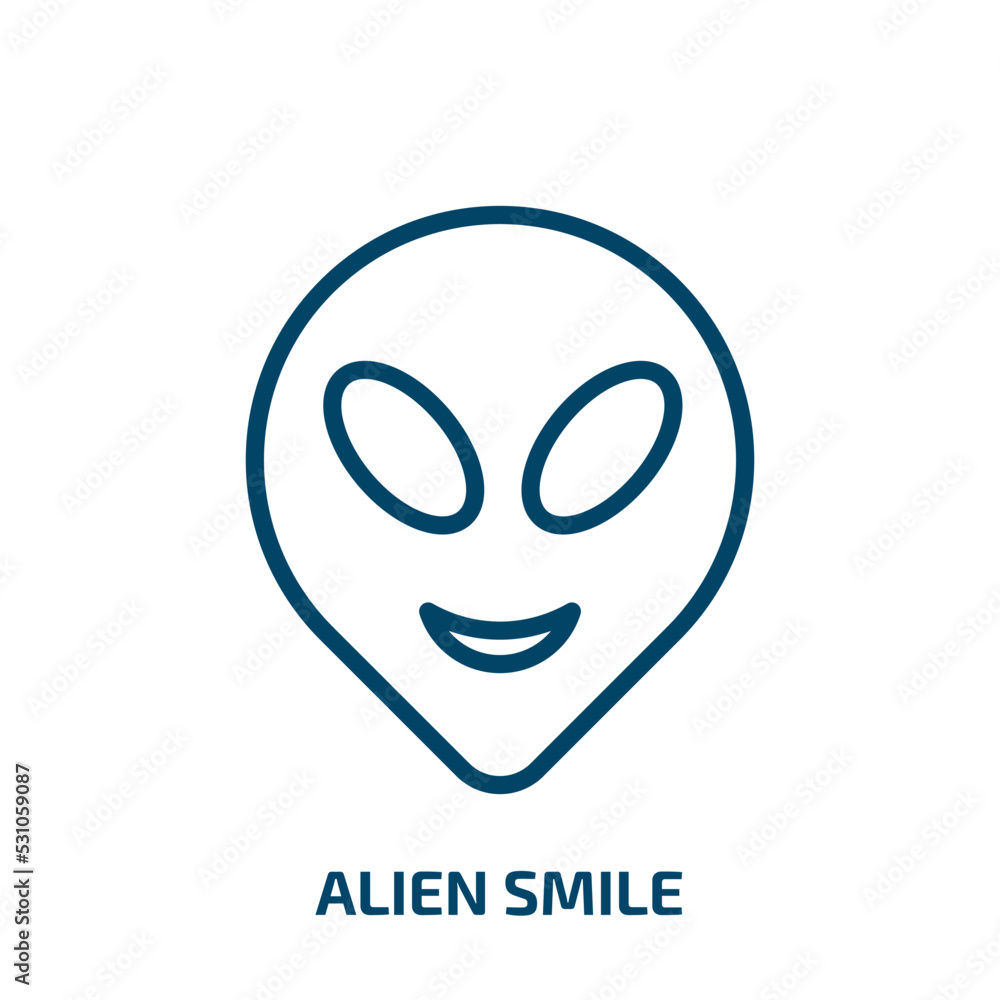 alien smile icon from people collection. Thin linear alien smile, alien, smile outline icon isolated on white background. Line vector alien smile sign, symbol for web and mobile alien smile icon from people collection. Thin linear alien smile, alien, smile outline icon isolated on white background. Line vector alien smile sign, symbol for web and mobile