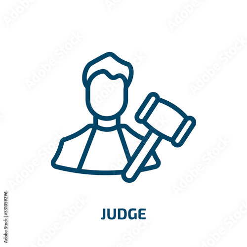 judge icon from professions & jobs collection. Thin linear judge, justice, legal outline icon isolated on white background. Line vector judge sign, symbol for web and mobile