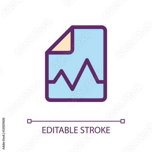 Electronic health record pixel perfect RGB color ui icon. Digital report. Simple filled line element. GUI, UX design for mobile app. Vector isolated pictogram. Editable stroke. Arial font used