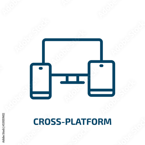 cross-platform icon from programming collection. Thin linear cross-platform, platform, car outline icon isolated on white background. Line vector cross-platform sign, symbol for web and mobile